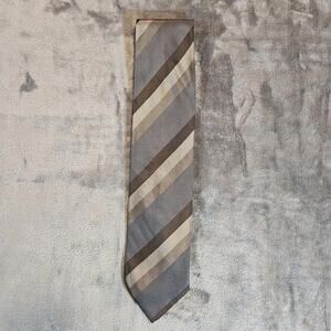 Armani Collection Necktie Charcoal, Bronze & Brown Stripe 3.5"x57"